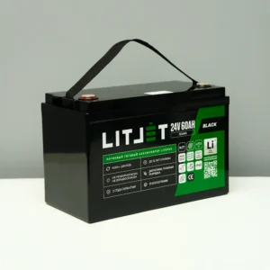 Литиевый аккумулятор тяговый LITJET BLACK LiFePO4 24V 60Ah 1536Wh IP65 вид сбоку