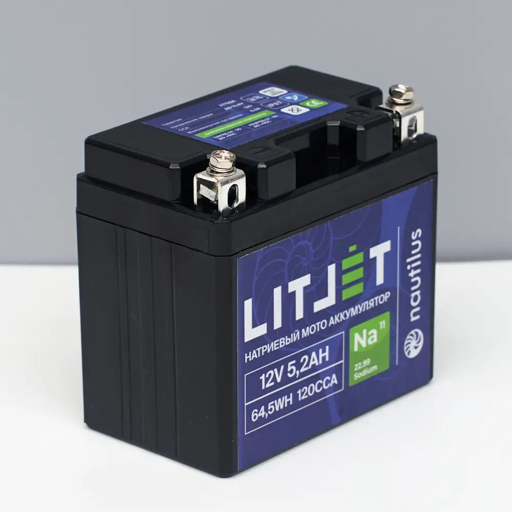 Натриевый стартовый мото аккумулятор 12V 5,2Ah 64,5Wh 120CCA YTX5A R+ 5 Натриевый стартовый мото аккумулятор 12V 5,2Ah 64,5Wh 120CCA YTX5A L+ корпус