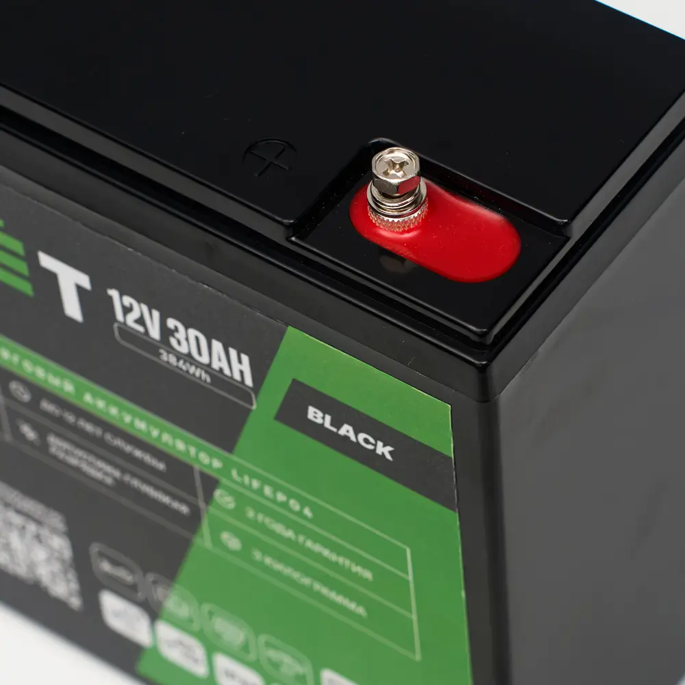Литиевый аккумулятор тяговый LITJET BLACK LiFePO4 12V 30Ah 384Wh 5 Литиевый аккумулятор тяговый LITJET BLACK LiFePO4 12V 30Ah 384Wh клеммы