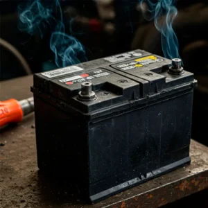 Черный 12В аккумулятор перегревается, идет дым от клемм