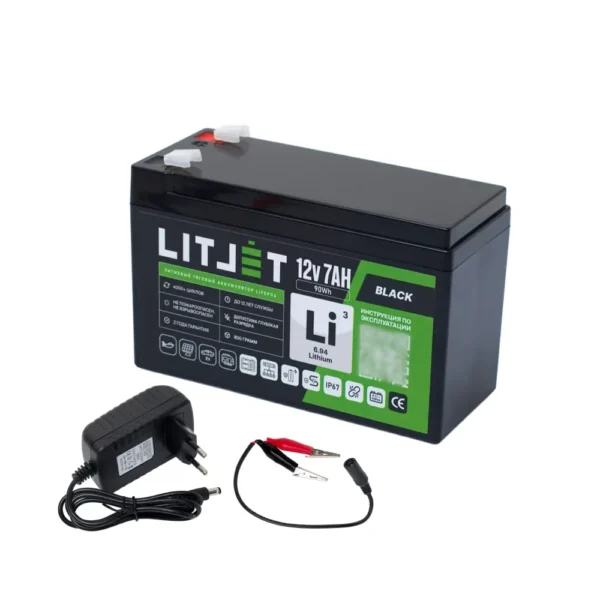 Комплект аккумулятор LiFePO4 12V 7Ah и Зарядное устройство 12В 2А фото
