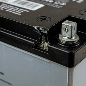 Поврежденная клемма аккумулятора с трещиной в пластиковом корпусе