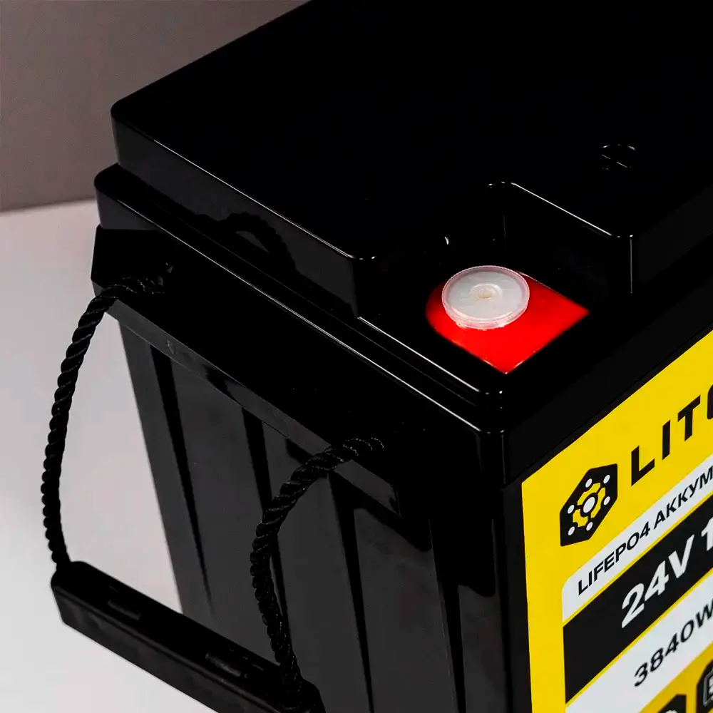 Литиевый аккумулятор тяговый LITOMAX IP68 LiFePO4 24V 150Ah 3840Wh с Bluetooth Мах 150A 6 Литиевый аккумулятор тяговый LITOMAX IP68 LiFePO4 24V 150Ah 3840Wh с Bluetooth Мах 150A вид клеммы