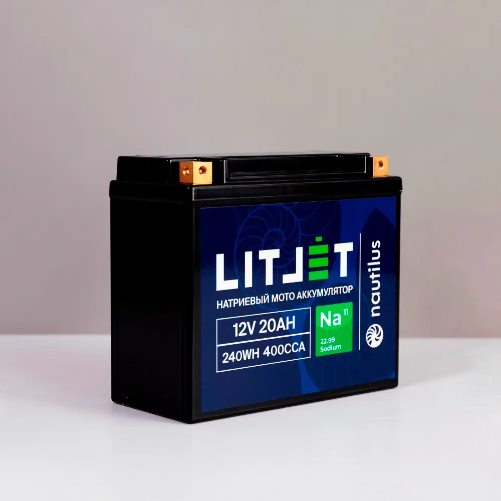 Натриевый стартовый мото аккумулятор LITJET Na+ 12V 20Ah 240Wh 400CCA YT20 R+ IP67 2 Натриевый стартовый мото аккумулятор LITJET Na+ 12V 20Ah 240Wh 400CCA YT20 R+ корпус