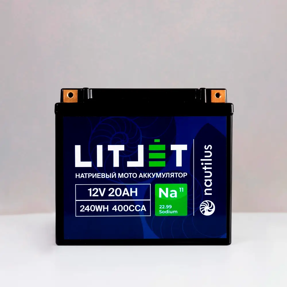 Натриевый стартовый мото аккумулятор LITJET Na+ 12V 20Ah 240Wh 400CCA YT20 R+ IP67 1 Натриевый стартовый мото аккумулятор LITJET Na+ 12V 20Ah 240Wh 400CCA YT20 R+ IP67